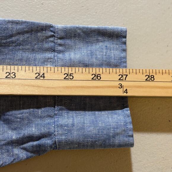 Untuckit Men's XXXLC Blue Linen Wrinkle Resistant Button Up Long Sleeves Shirt - Picture 8 of 10